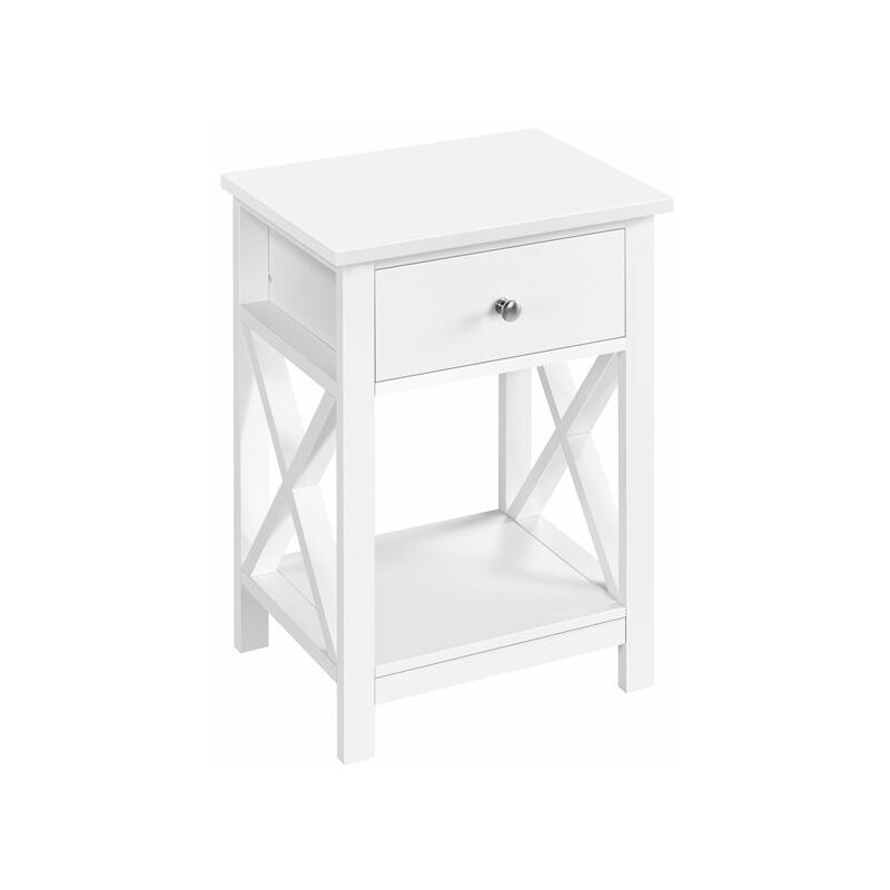 

Yaheetech Mesa Auxiliar Mesita de Noche Blanca con Cajón 40 x 30 x 55 cm para Sofá Dormitorio Sala de Estar Blanco