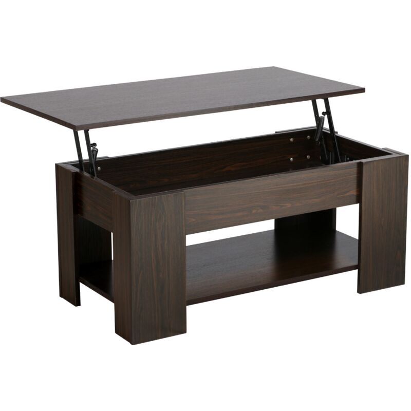 

Mesa de Centro Elevable y Extensible con Revistero 98x50x55cm Mesa Cafe Elevable para Salón Comedor con Estante Espresso - Yaheetech