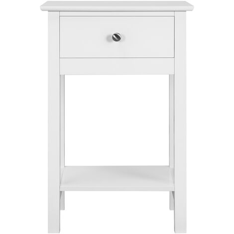 Yaheetech Mesita de Noche Mesa Auxiliar Blanca con Cajón Armario Mesita para Dormitorio 40x30x60 cm Blanco