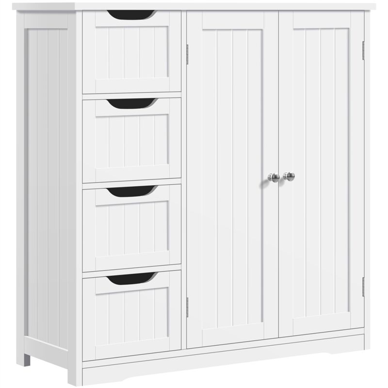 Yaheetech - Meuble Salle de Bain Rangement, Armoire Toilette, avec 4 Tiroirs et 1 Large Placard, Etagère Réglable en Hauteur, 81 × 30 × 83 cm, Grande