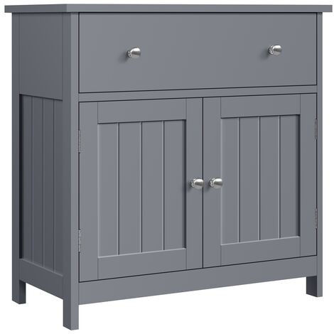 Yaheetech – Meuble sous vasque en MDF gris foncé – 1 tiroir et 2 portes – Dimensions 60 × 30 × 60 cm – Anti-humidité pour salle de bain