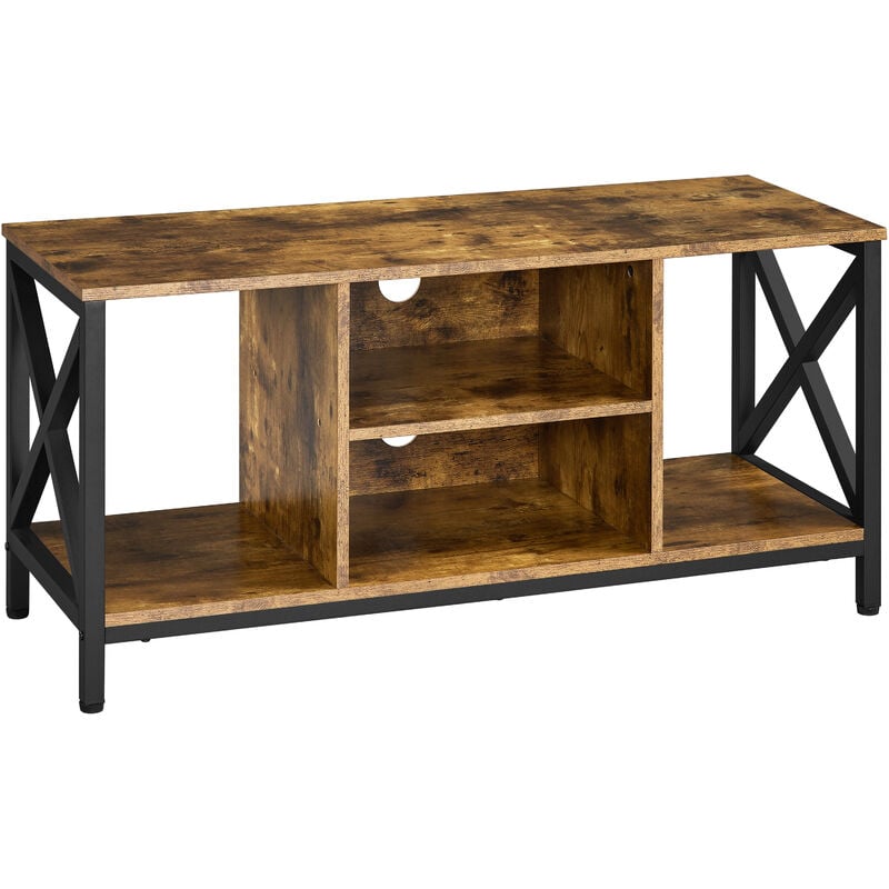 Yaheetech - Meuble tv pour Téléviseur Jusqu'à 45 Pouces Support tv en Bois et Métal avec Compartiments Ouverts Table de Salon Industriel 106 cm l ×