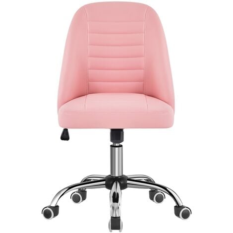 Yaheetech Mid Back Home Office Desk Chair Modern Tufted Armless Computer Chair Task Chair Vanity Chair, Pink