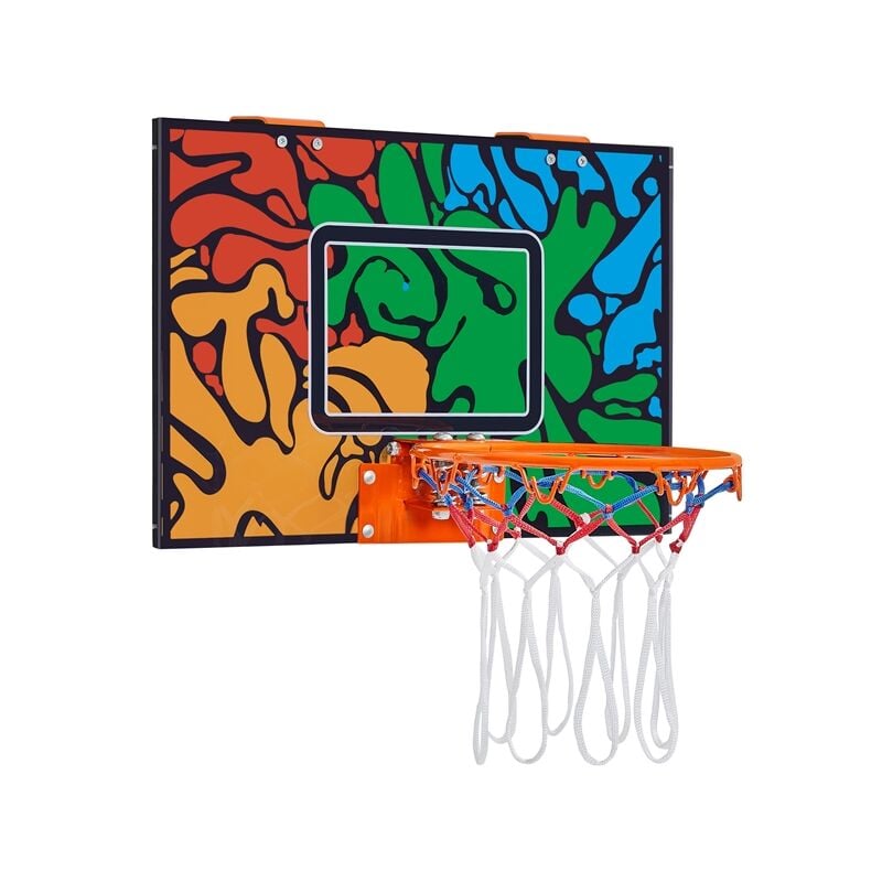 Yaheetech - Mini Panier de Basket Mural Panier de Basket Intérieur pour Porte avec 2 Ballons Gonflables Pompe à Main Chambre Bureau Maison Orange/Bleu