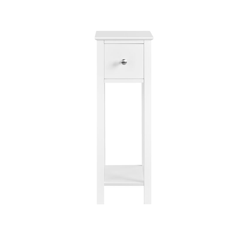 Minimalist Slim Bedside Table End Table, White - Yaheetech