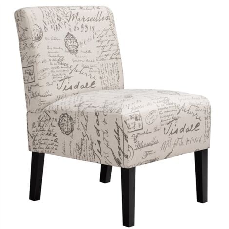 Yaheetech Modern Accent Chair Casual Fabric Side Chairs,Letter Print