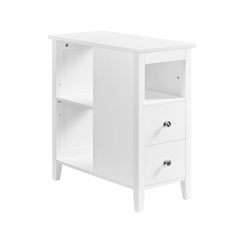 Narrow End Table Nightstand Slim File Cabinet,60cm l x 30 cmW x 61.5cm h, White - Yaheetech