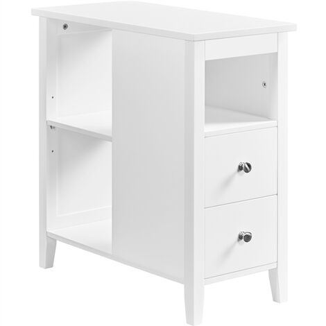 Yaheetech Narrow End Table Nightstand Slim File Cabinet,60cm L x 30 cmW x 61.5cm H, White