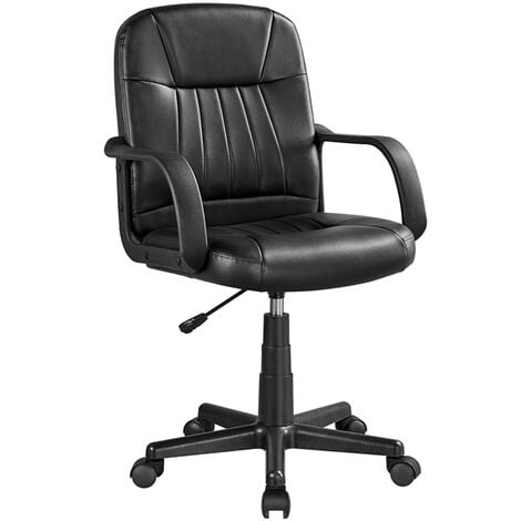 Yaheetech Office Chair Leather Swivel Chair Essential Computer Chair, Black