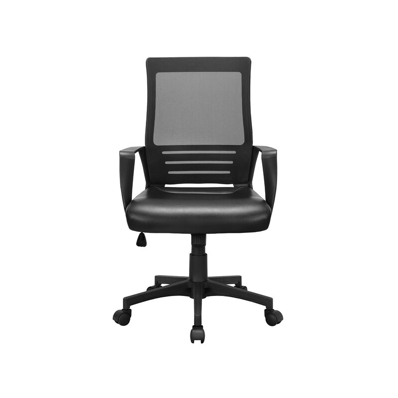 Yaheetech - Home Office Desk Chair Leather Mesh Chair,Black