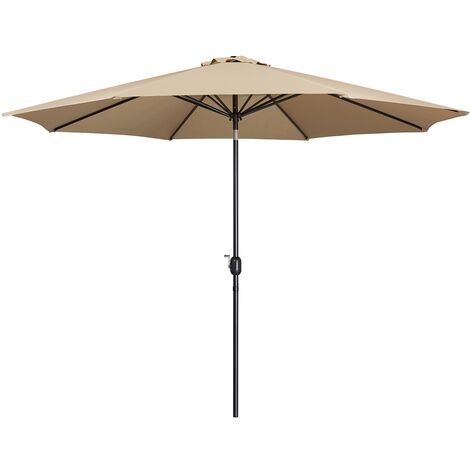 Yaheetech Ombrellone da Giardino Esterno Portatile Parasole Protezione UV con Manovella Reclinabile Telo in Poliestere Tubo in Alluminio Spiaggia Balcone Terrazzo Ecrù