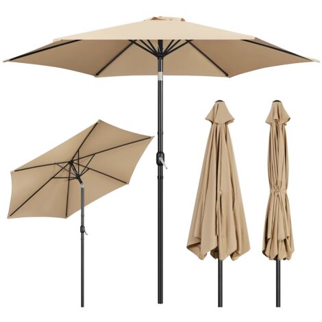 Yaheetech Ombrellone rotondo da giardino con manovella, protezione UV UPF 50+, per balcone/terrazze/mercato/giardino, senza supporto Ecrù