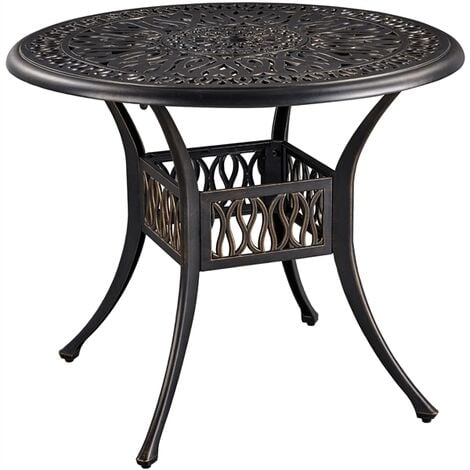 Yaheetech Outdoor Round Aluminium Bistro Table with Umbrella Hole,Bronze