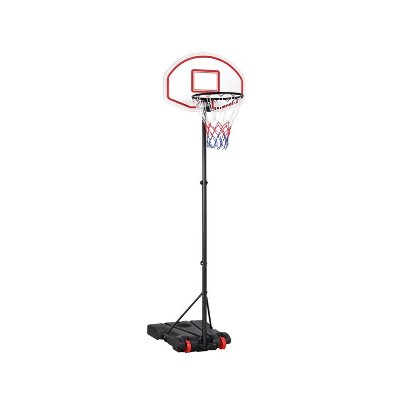 Panier de Basket-Ball sur Pied Hauteur Réglable 159 - 214 cm 5 Niveaux avec Support et Roulettes Rouge - Yaheetech