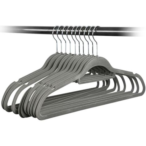 Yaheetech - Paquete de 100 perchas de terciopelo antideslizantes con ganchos giratorios, ahorran espacio para trajes, camisas, vestidos, corbatas y pantalones, color gris, con barra