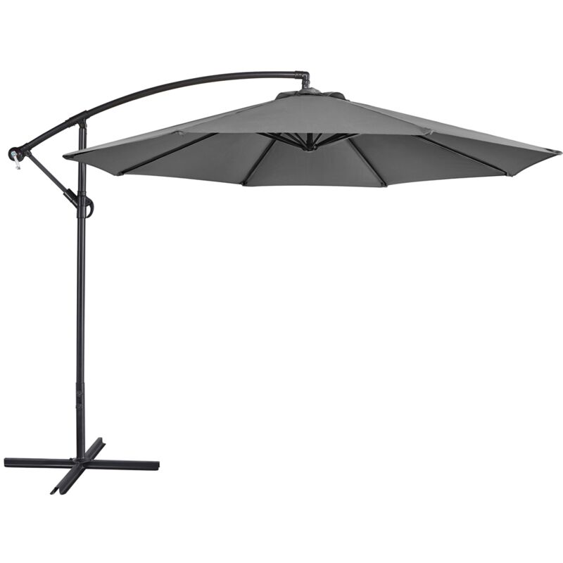 Yaheetech - Parasol Déporté 300 cm Parasol de Jardin 8 Baleines avec Armature en Métal Bouton-poussoir Manivelle Protection Solaire pour Piscine