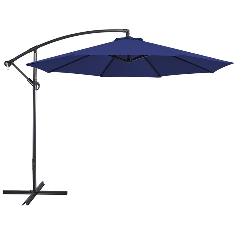 Yaheetech - Parasol Déporté 300 cm Parasol de Jardin 8 Baleines avec Armature en Métal Bouton-poussoir Manivelle Protection Solaire pour Piscine
