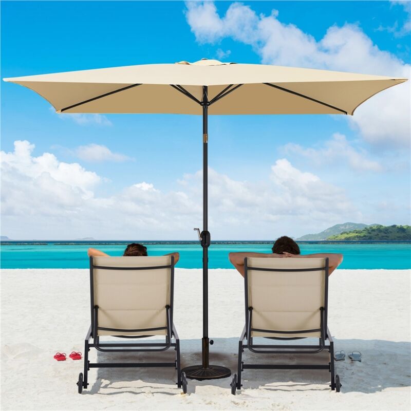 Yaheetech Parasol Rectangulaire 3 m avec Manivelle, pour Jardin/Extérieur/Marché/Plage en Aluminium avec Toile Inclinable, Parasol d'Angle pour Table