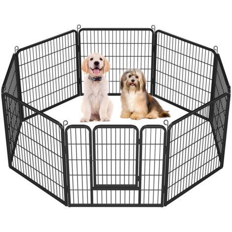 Yaheetech – Parc enclos pour chiens et chiots 8 panneaux en métal 80 x 80 cm – Résistant à la rouille – Configuration modulable octogonale, carrée, rectangulaire