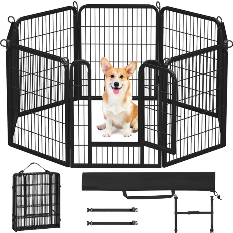 Torana - Yaheetech Parc pour Chiens 8 Panneaux Cage Chenils chien Enclos en métal 80 cm de Hauteur Clôture pour Chiot Rongeur Lapin Barriere chien