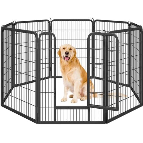 Yaheetech Parc pour Chien Enclos Chien 8 Panneaux Cage pour Chien 80 x 100 cm Clôture pour Chien Interieur Chiot Lapin Canard Exterieur avec Porte