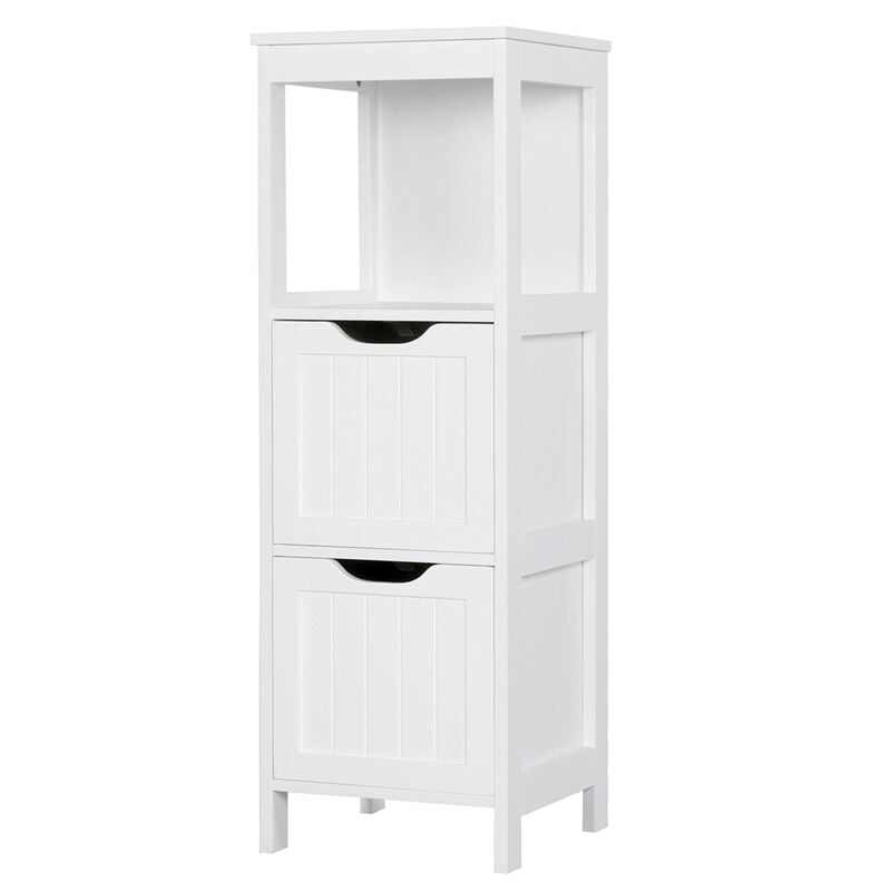 Yaheetech - Petite Commode/Armoire Chambre/Salon/Cuisine Blanche Colonne de Salle de Bain Armoire de Toilette avec 2 tiroirs et 1 étage 30x30x89cm