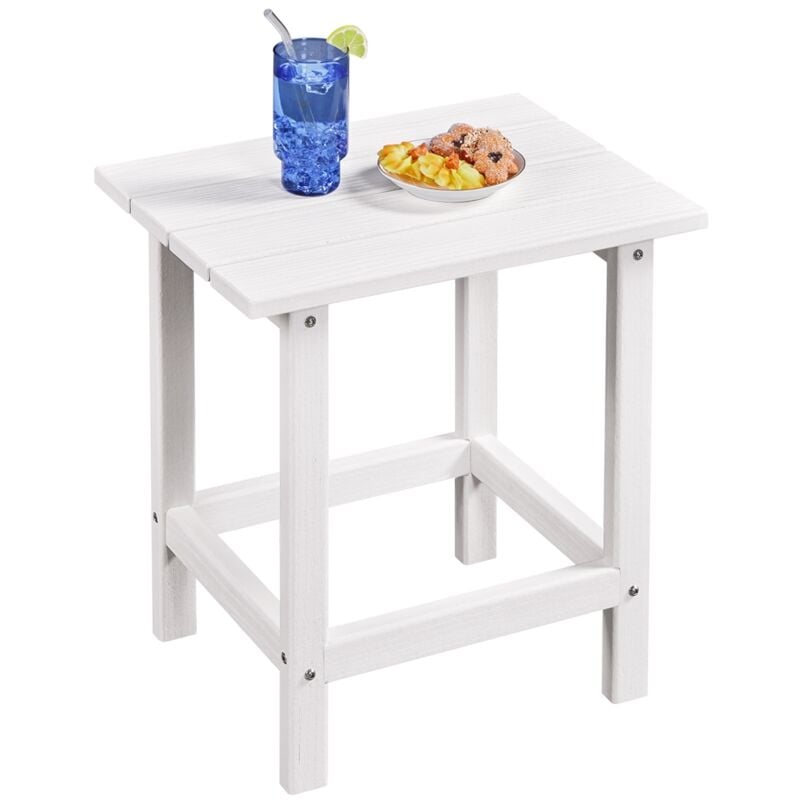 Yaheetech - Petite Table Exterieur en pehd Table d'appoint de Jardin 45 cm l x 35,5 cm l x 45 cm h pour Salon de Jardin Balcon Terrasse Blanc