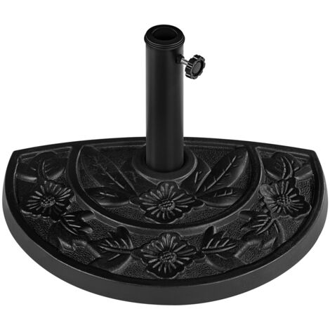 Yaheetech Pied de Parasol Extérieur Demi-cercle à Motif Floral Base Parasol en Résine et Béton pour Table de Jardin Patio Terrasse Balcon 9 kg Noir