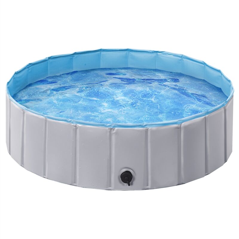 

Piscina para Perros y Gatos PVC Plegable Bañera para Mascota Animales Grandes en Interiores y Exteriores M/L/XL/XXL M:100 x 30 cm/Gris - Yaheetech