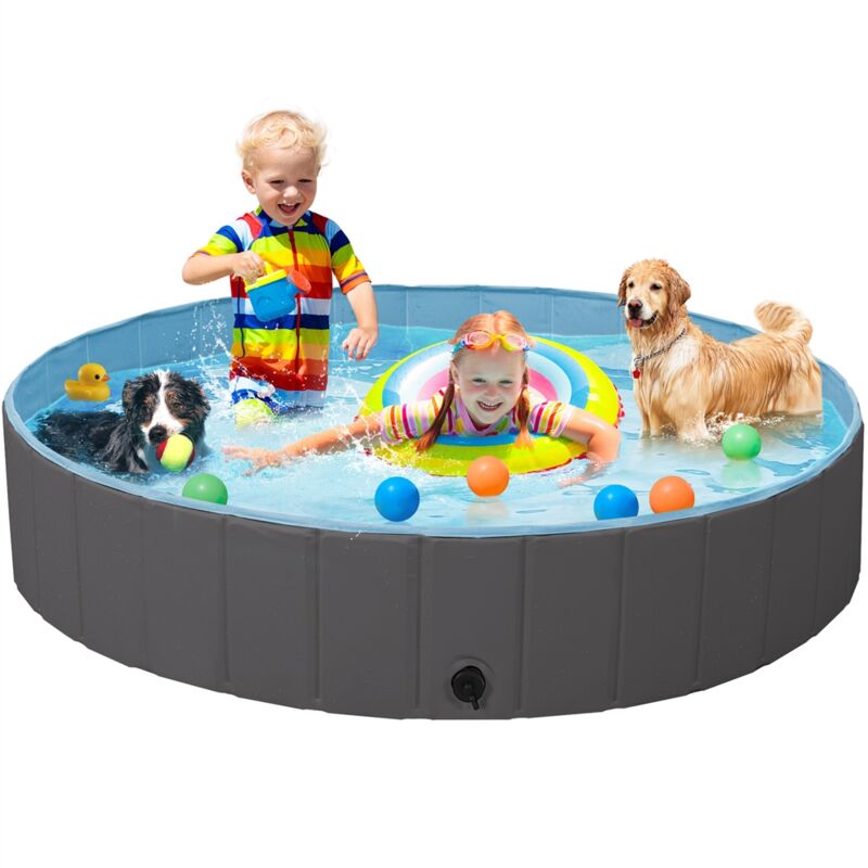 

Piscina para Perros y Gatos PVC Plegable Bañera para Mascota Animales Grandes en Interiores y Exteriores M/L/XL/XXL XL:140 x 30 cm/Negro - Yaheetech