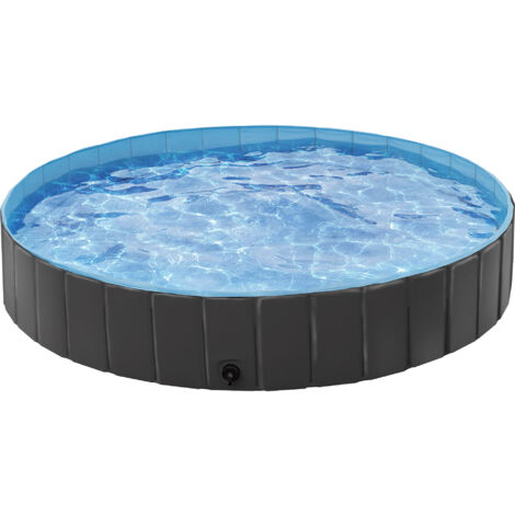 Yaheetech Piscina per Cani Vasca da Bagno Pieghevole Antiscivolo per Animali Cani Gatti Coniglio in PVC da Esterno Interno Nero XXXL 180 x 30 cm