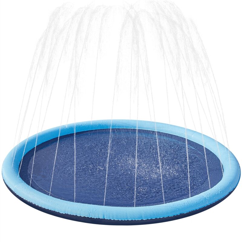 Piscine pour Chien Piscine à Jets d'eau pour Chien Piscine d'arrosage Pliable Antidérapante Bleu 150 x 8,5cm - Yaheetech