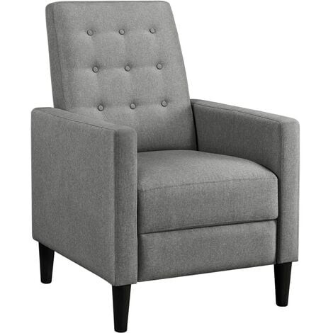 Yaheetech Poltrona Relax Reclinabile Regolabile Divano Massaggiante con Poggiapiedi da Soggiorno Camera da Letto Sedia Comfort 68,5 cm × 81,5 cm × 102,5 cm Grigio/Tessuto - Grigio