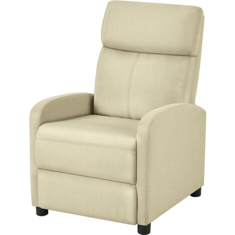 Yaheetech Poltrona Relax Reclinabile Regolabile Divano Monoposto con Poggiapiedi da Soggiorno Camera da Letto 61,5 cm × 87 cm × 99 cm Beige/Tessuto