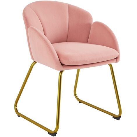 Yaheetech Poltroncina Salotto Poltrona Soggiorno Imbottita Alta Ergonomica in Velluto con Schienale Braccioli Portata 136 kg Rosa