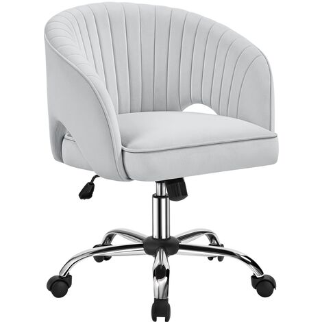 Yaheetech Poltroncina/Sedia da Ufficio Scrivania Ergonomica in Velluto Imbottita a Rotelle Girevole Reclinabile Altezza Regolabile Chiaro Scuro