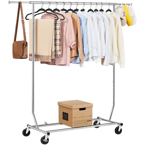 Yaheetech – Portant à vêtements réglable en métal chromé – Dimensions 190 x 55 x 178 cm – Charge maximale 90 kg – Pliable avec roulettes mobiles