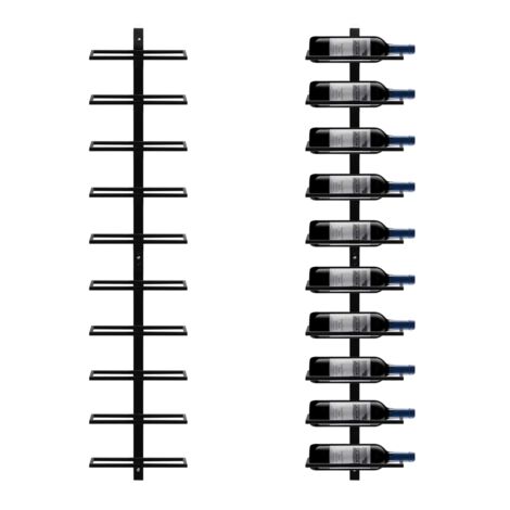 Yaheetech – Porte-bouteille mural métallique pour 10 bouteilles – Dimensions 27 x 10,5 x 126 cm – Installation verticale – Fer robuste noir
