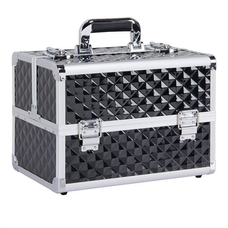 Yaheetech Professional Makeup Case with Adjustable Dividers,Black