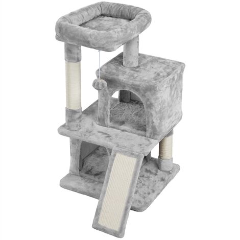 Yaheetech Rascador para Gatos Árbol de Mascota Centro de Juego de Sisal con Escondos Polas Gris Claro