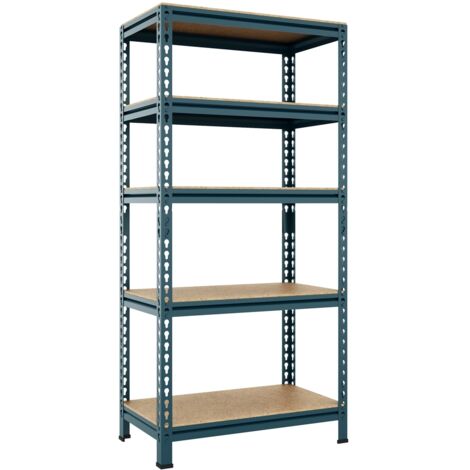 Yaheetech – Rayonnage métallique 150 x 70 x 30 cm – Charge lourde 150 kg par niveau – Panneaux en MDF 8 mm – Montage sans vis – Couleur bleu Neptune
