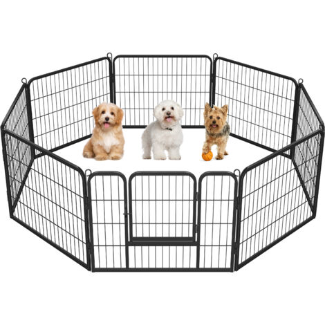 Yaheetech Recinto per Cani Grande da Interno Esterno Conigli Cuccioli Animali Domestici Giardino Recinzione in Rete Metallica 8 pz 80 x 60 cm