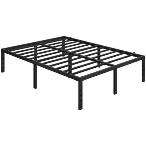 Yaheetech Rete Letto Matrimoniale 160 cm × 200 cm Senza Testiera Altezza 41,5 cm con Contenitore Sotto il Letto a Piattaforma in Metallo Nero