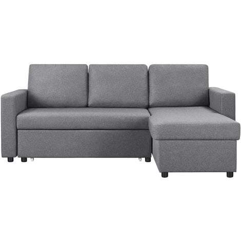 Yaheetech Reversible Sleeper Sectional Sofa with Chaise L-Shaped, Light Gray