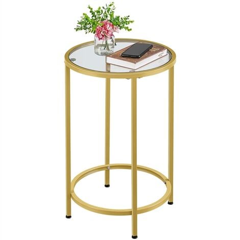 Yaheetech Round Accent Table Side Sofa Table, Gold