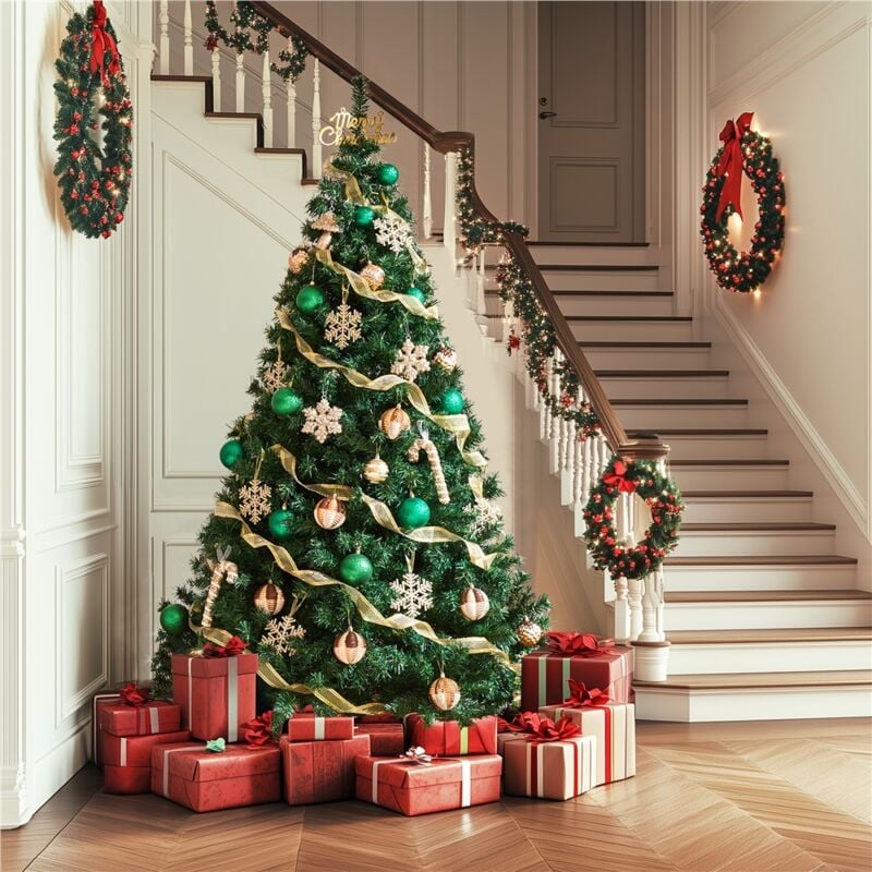 Sapin de Noël Artificiel 183 cm Arbre de Noël pour Décoration Fêtes de Noël avec Support en Métal 1000 Branches Matériau pvc - Yaheetech