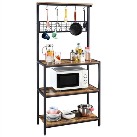 VEVOR VEVOR Scaffale Portaoggetti Portautensili da Cucina 5 Ripiani con  Ganci da Appendere Salvaspazio Carico Max. 89,8 kg ca., Scaffale  Portautensili Cucina per Forno Tostapane Microonde 90 x 40 x 84 cm