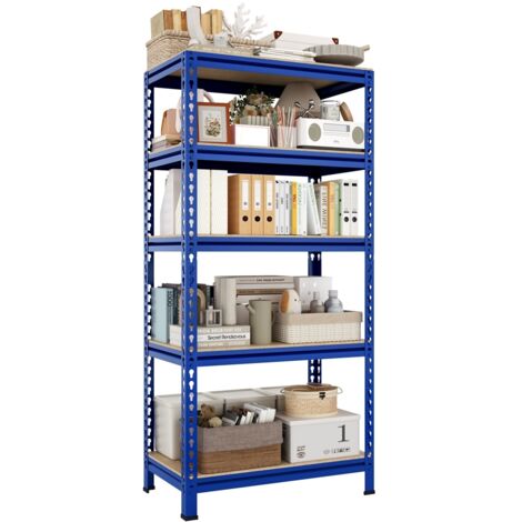 Yaheetech Scaffale/Scaffalatura Garage in Metallo 150x70x30 cm Magazzino a 5 Ripiani Regolabili Carico Massimo per Ripiano 150 KG Blu