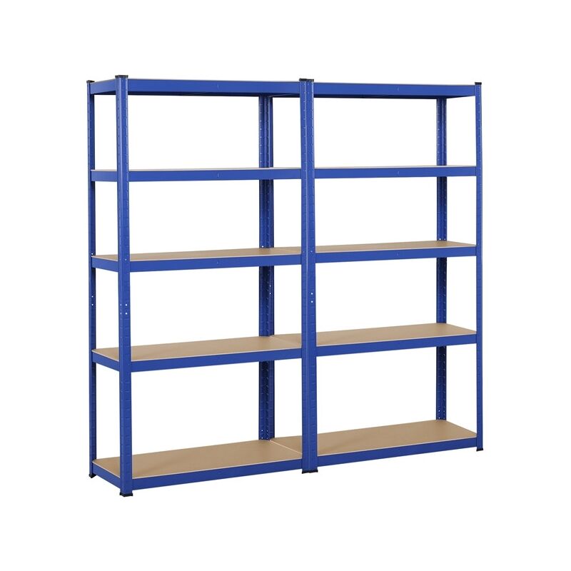 Yaheetech - 2 Scaffali/Scaffalatture Metalliche per Garage Magazzino a 5 Ripiani Portata 175 kg per Ripiano 90 x 40 x 180 cm Blu