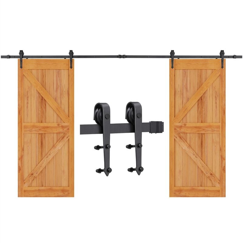 Yaheetech Quincaillerie Kit de Rail pour Porte Coulissante - Hardware Ensemble Industriel pour Porte Suspendue Sliding Barn Door en Bois 12FT/366 CM